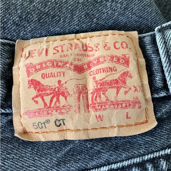 Levi’s 501 Jeans Black Denim Buttonfly straight leg 9.5” Rise Men’s Size 29”X34” - Picture 8 of 10